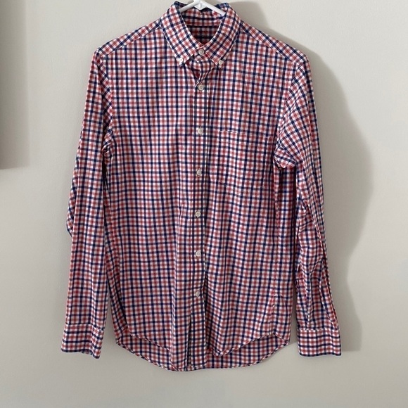 J. Crew XS Red White Blue Plaid Button Down Shirt 100% Cotton Lightweight - Picture 1 of 6
